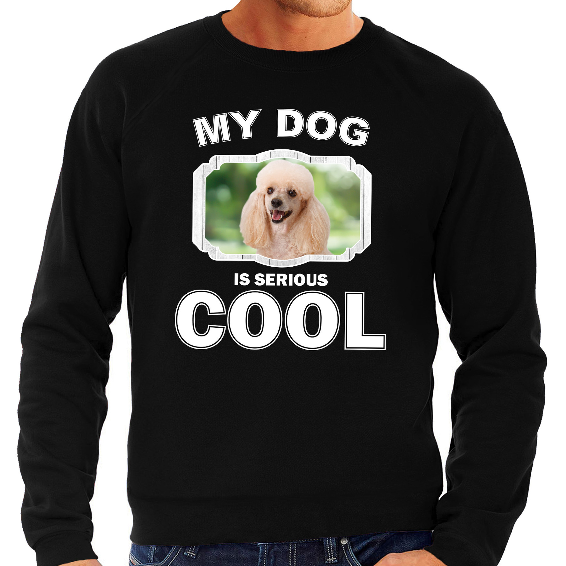 Honden liefhebber trui - sweater Poedel my dog is serious cool zwart voor heren