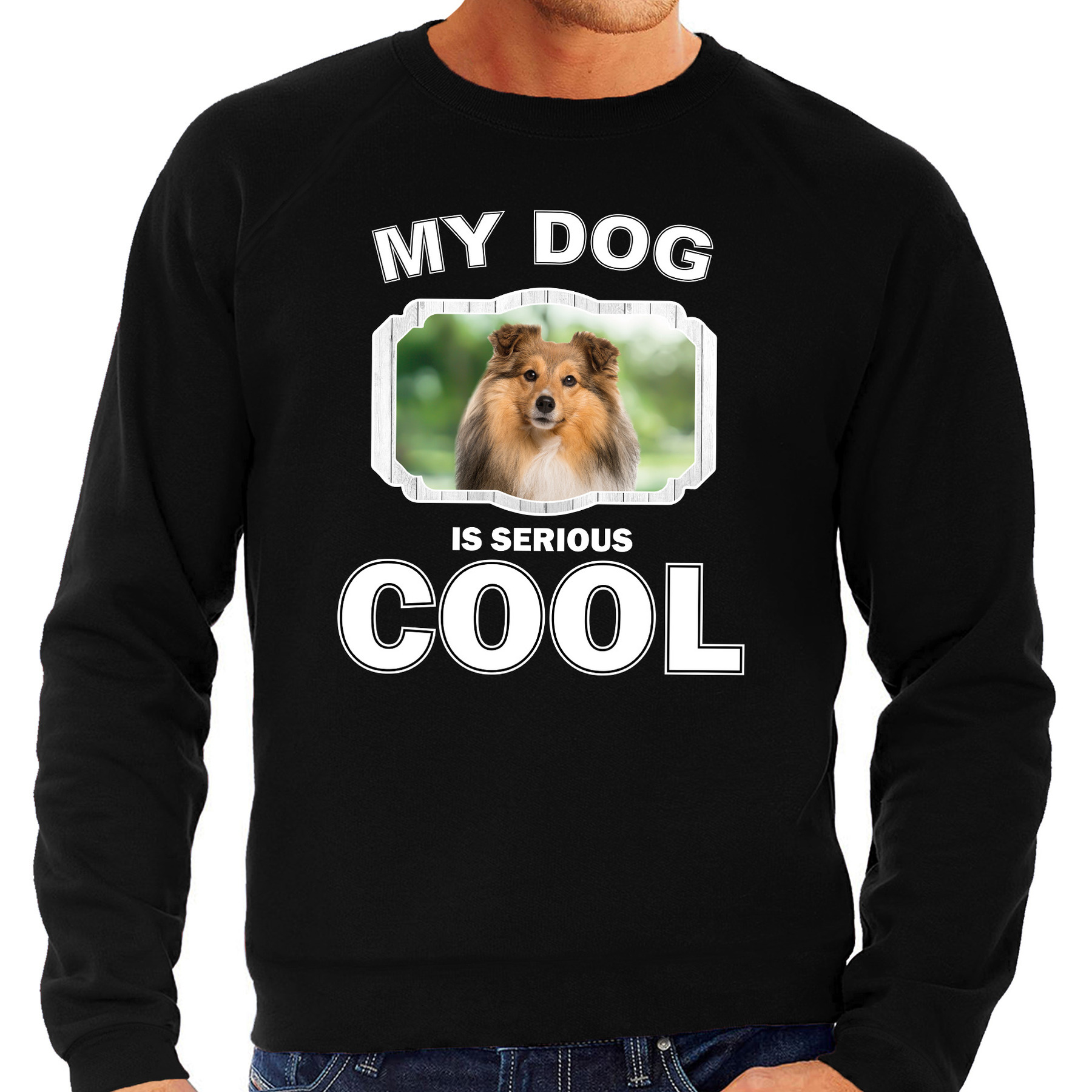 Honden liefhebber trui - sweater Sheltie my dog is serious cool zwart voor heren