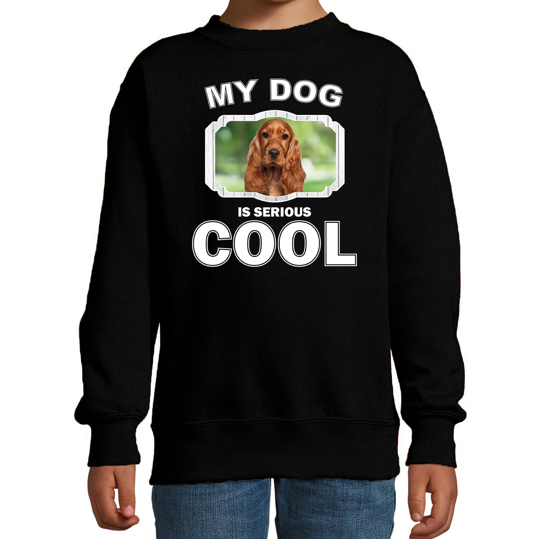 Honden liefhebber trui - sweater Spaniel my dog is serious cool zwart voor kinderen
