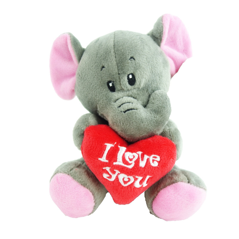 I Love You olifant knuffel 14 cm knuffeldieren