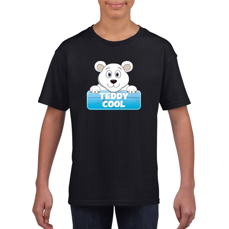 IJsbeer dieren t-shirt zwart voor kinderen