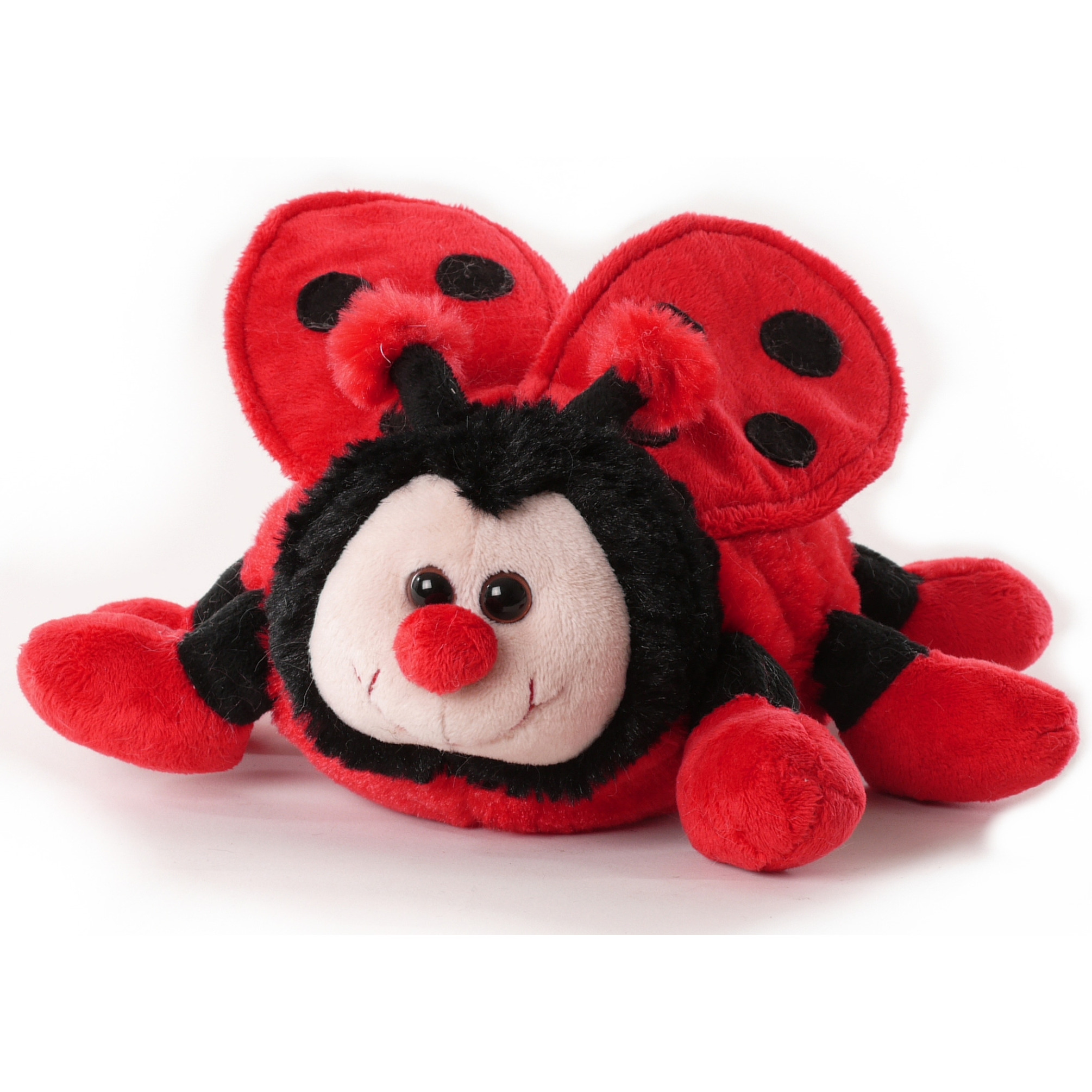 Inware pluche lieveheersbeestje knuffeldier - rood/zwart - staand - 20 cm