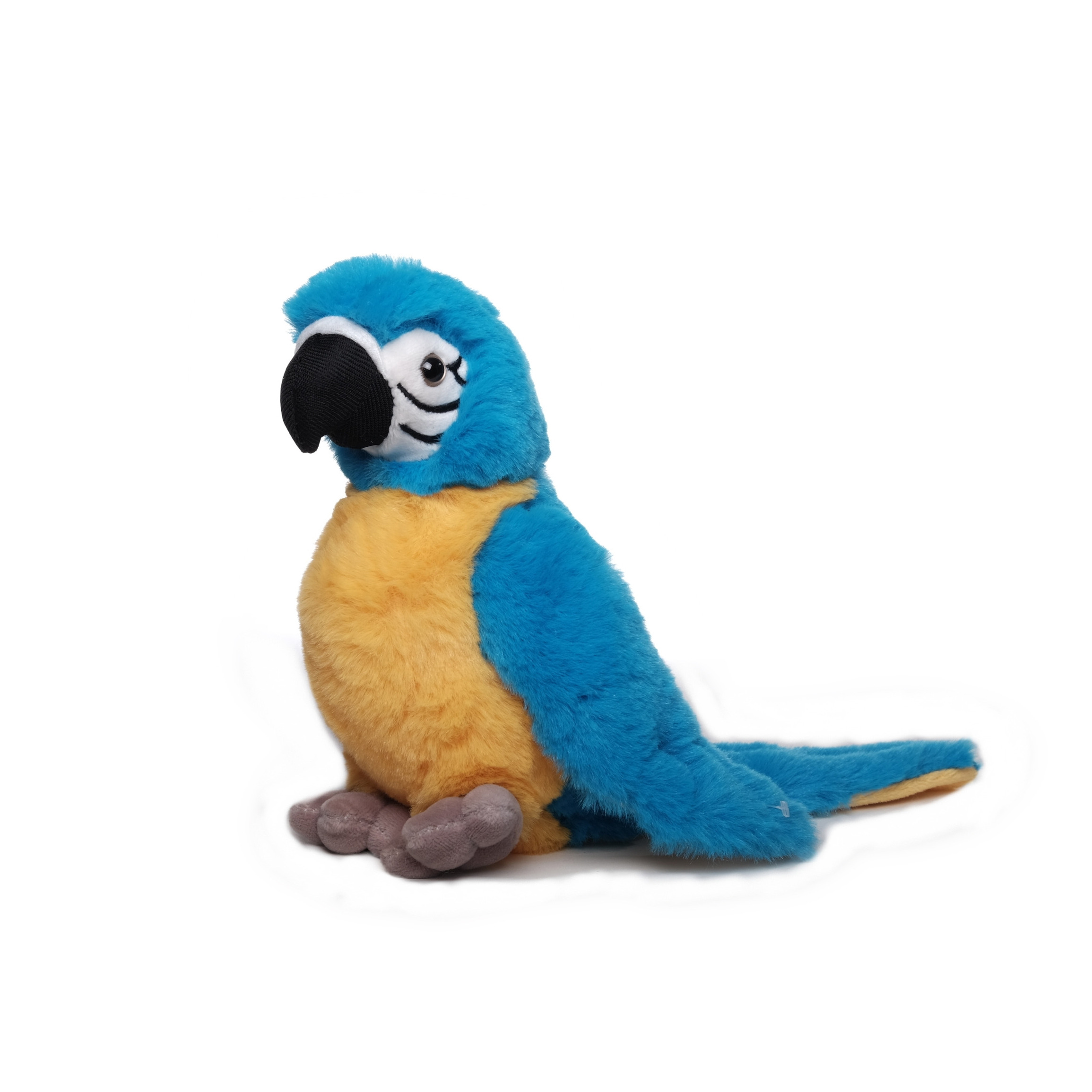 Inware Pluche papegaai vogel knuffel geel-blauw polyester 20 cm