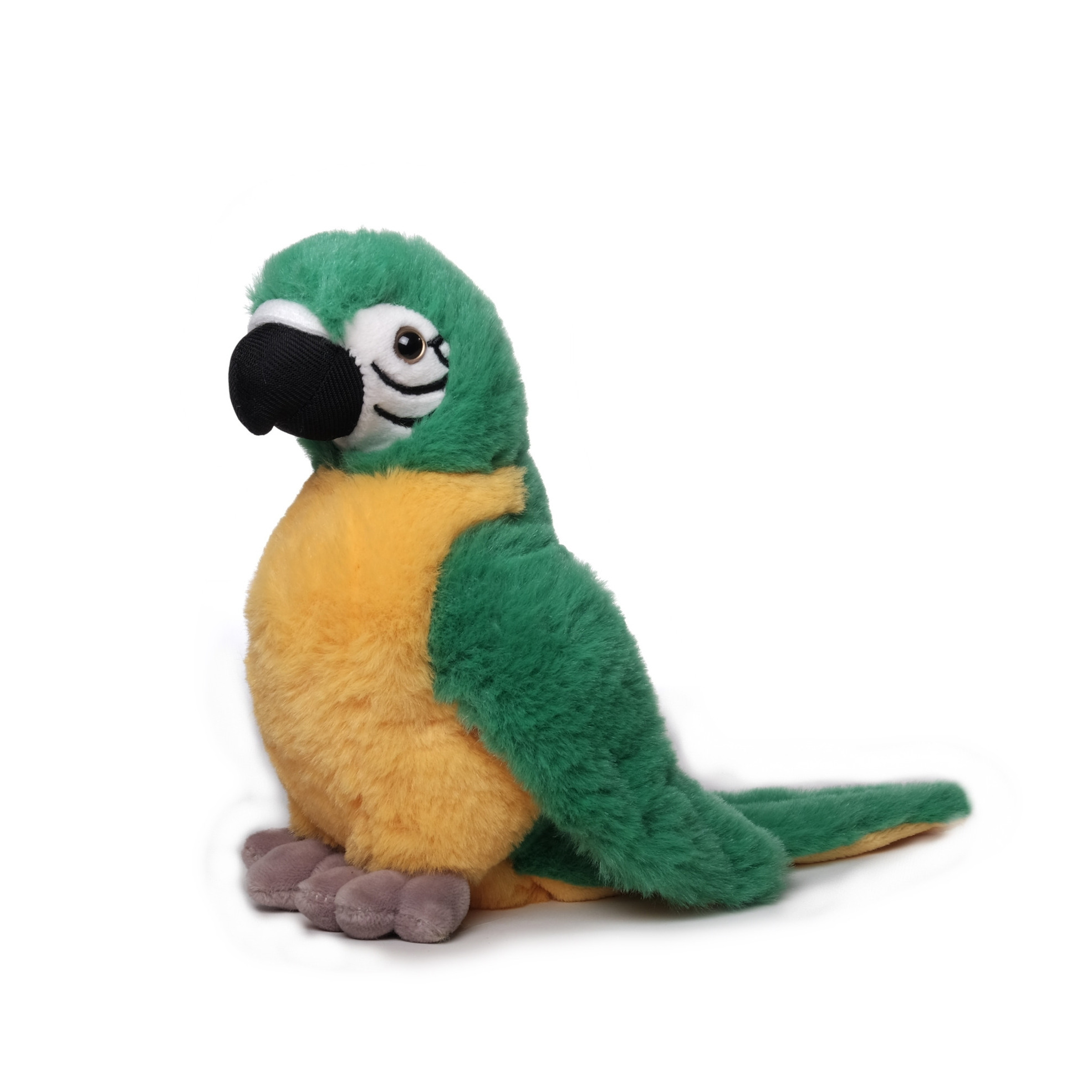 Inware Pluche papegaai vogel knuffel - geel/groen - polyester - 20 cm