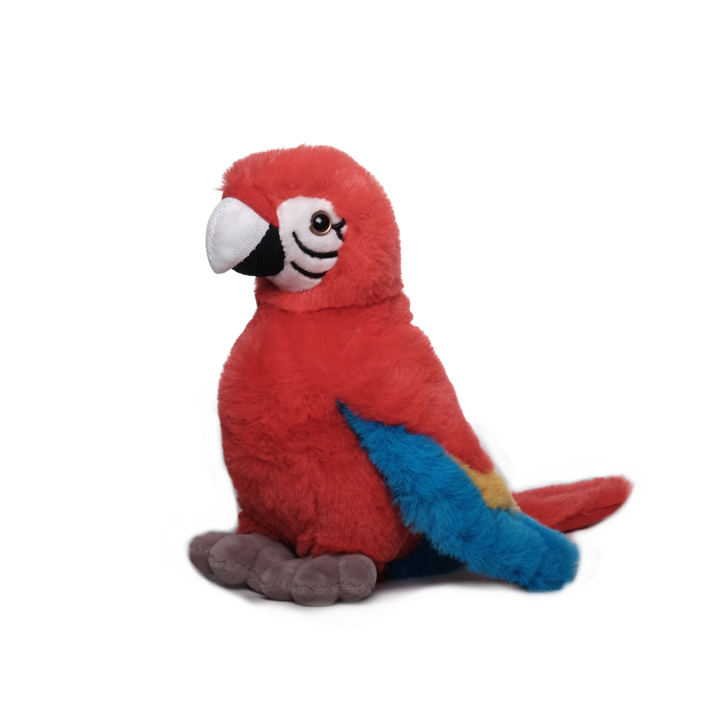 Inware Pluche papegaai vogel knuffel rood-blauw polyester 20 cm
