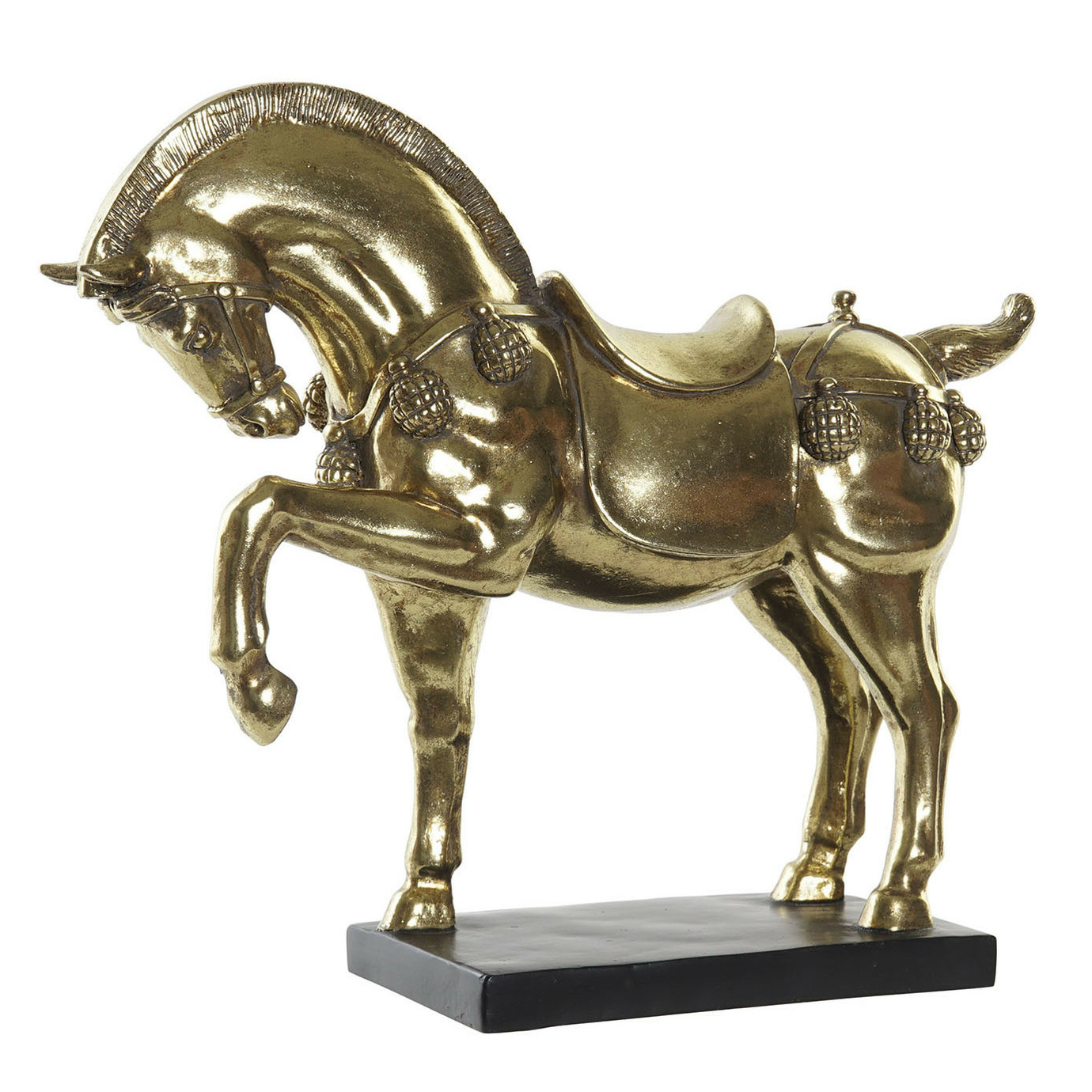 Items Home decoratie dieren beeldje - Paard - 24 x 25 cm - voor binnen - goud kleur