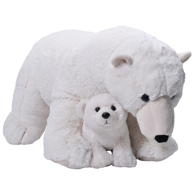 Jumbo knuffel witte ijsbeer met welpje 76 cm knuffeldieren