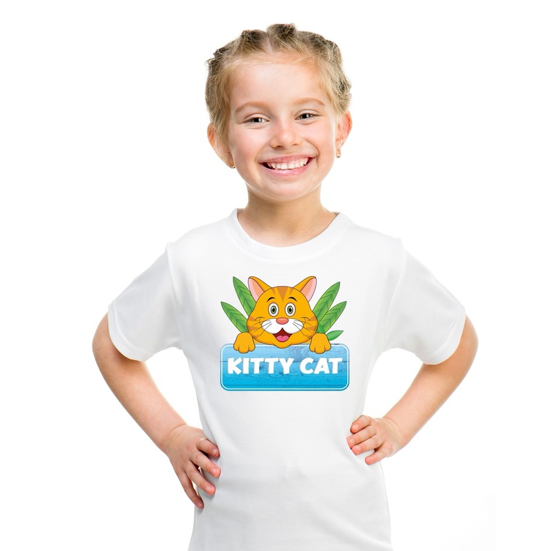 Katten dieren t-shirt wit voor kinderen