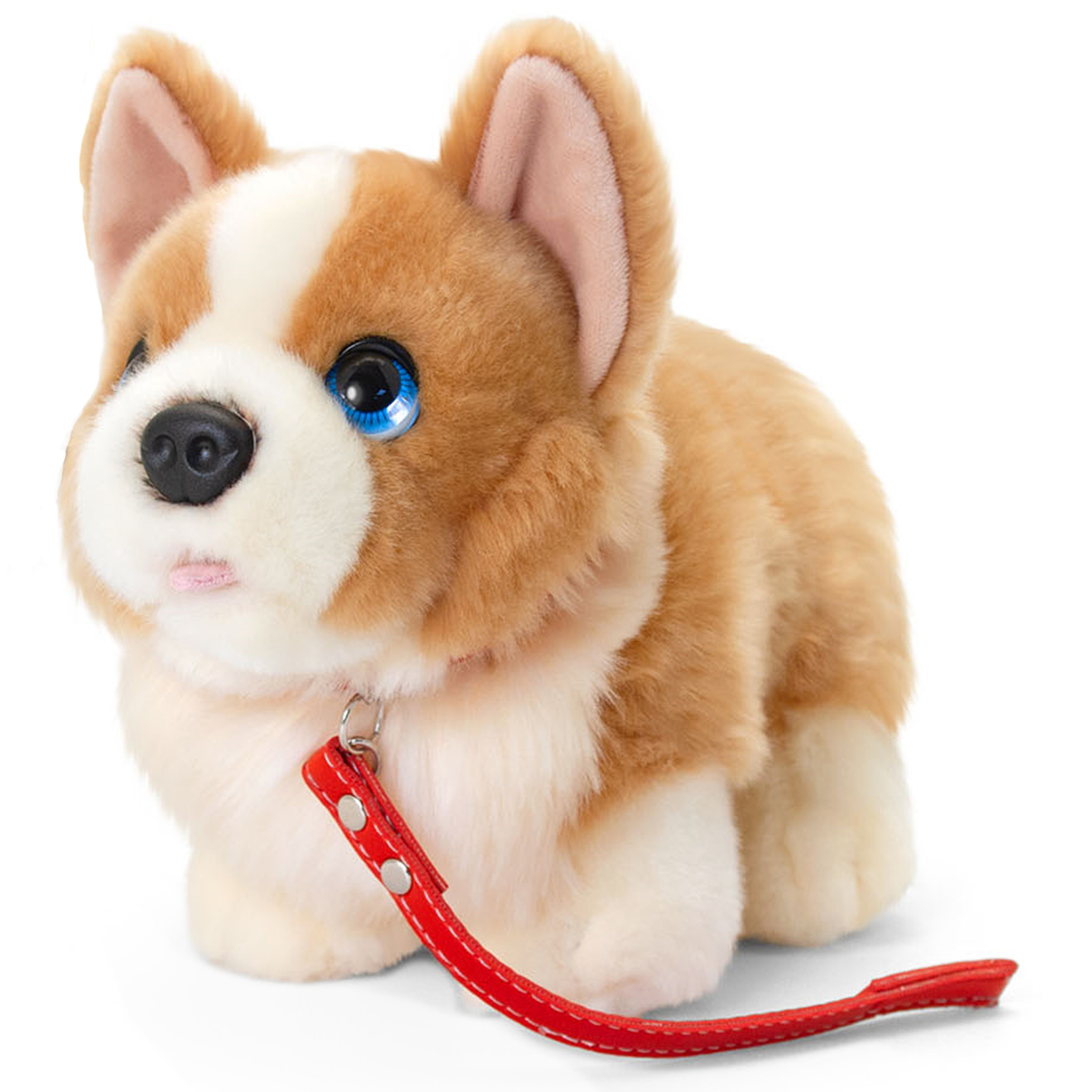 Keel Toys pluche knuffel hond - corgi - met riem - 30cm - bruin