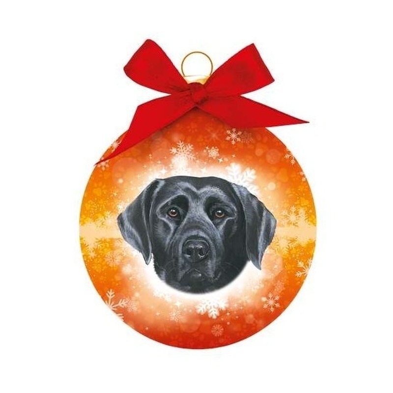 Kerstballen met zwarte Labrador 8 cm