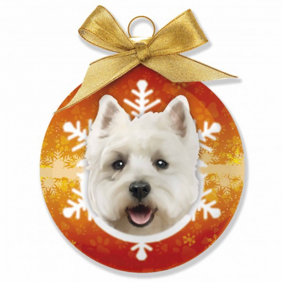 Kerstballen West Highland Terrier honden 8 cm