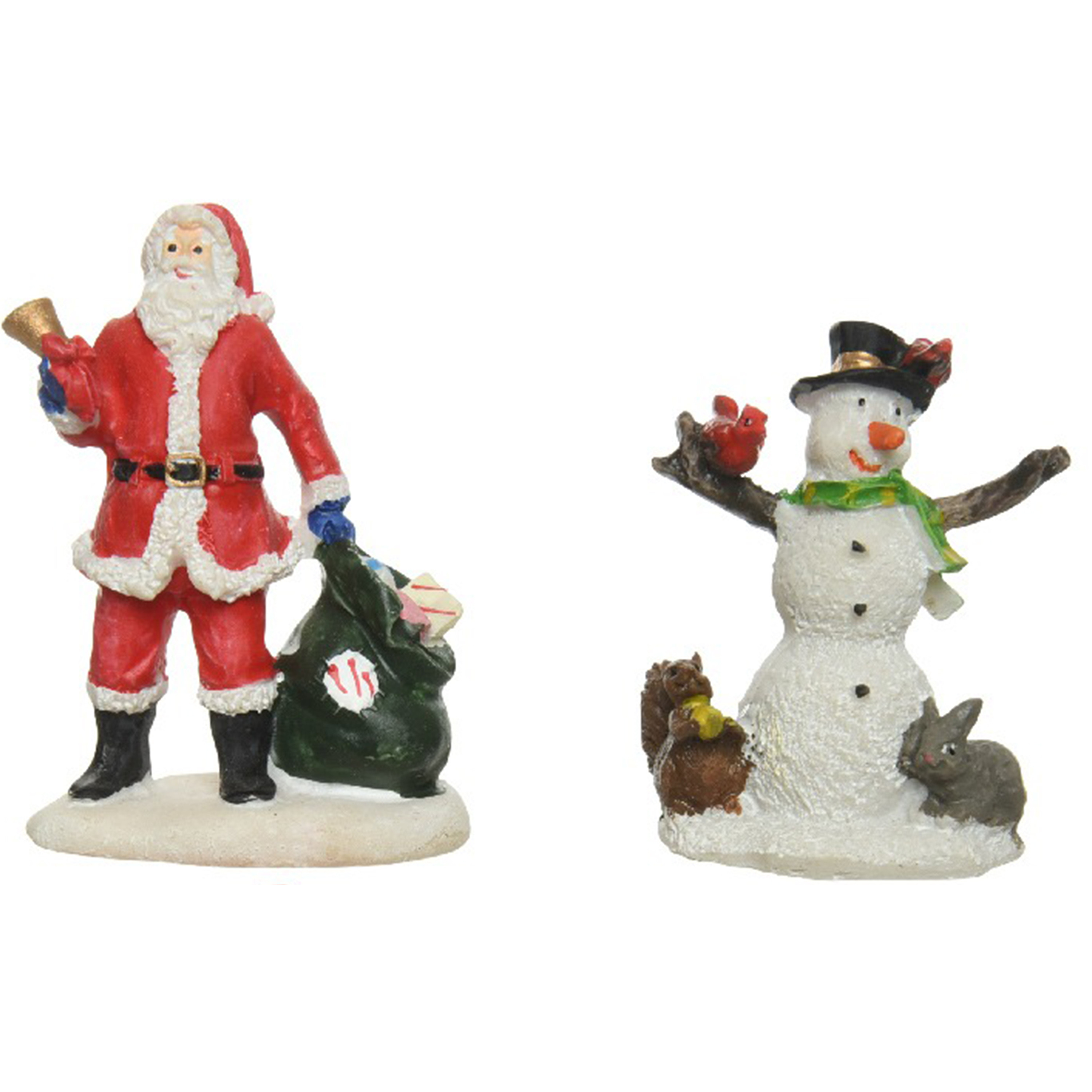 Kerstman en sneeuwpop met hoed 6,5 cm