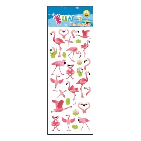Kinder stickers roze flamingo