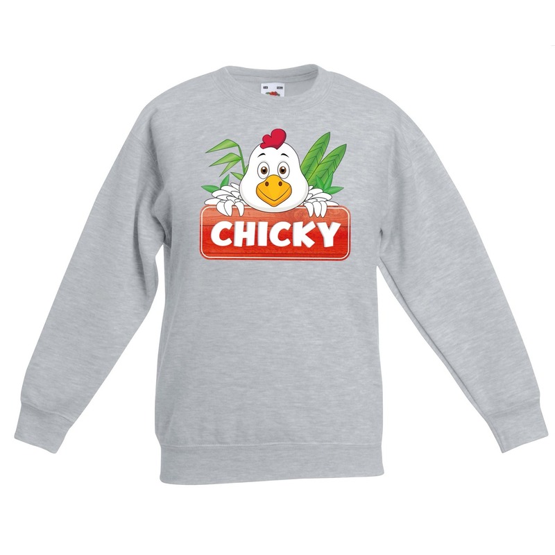Kippen dieren sweater grijs voor kinderen