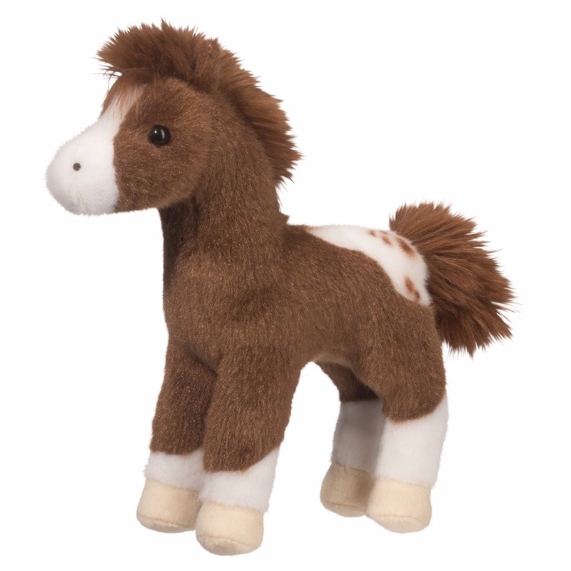 Knuffel pony/paard gevlekt donkerbruin 20 cm
