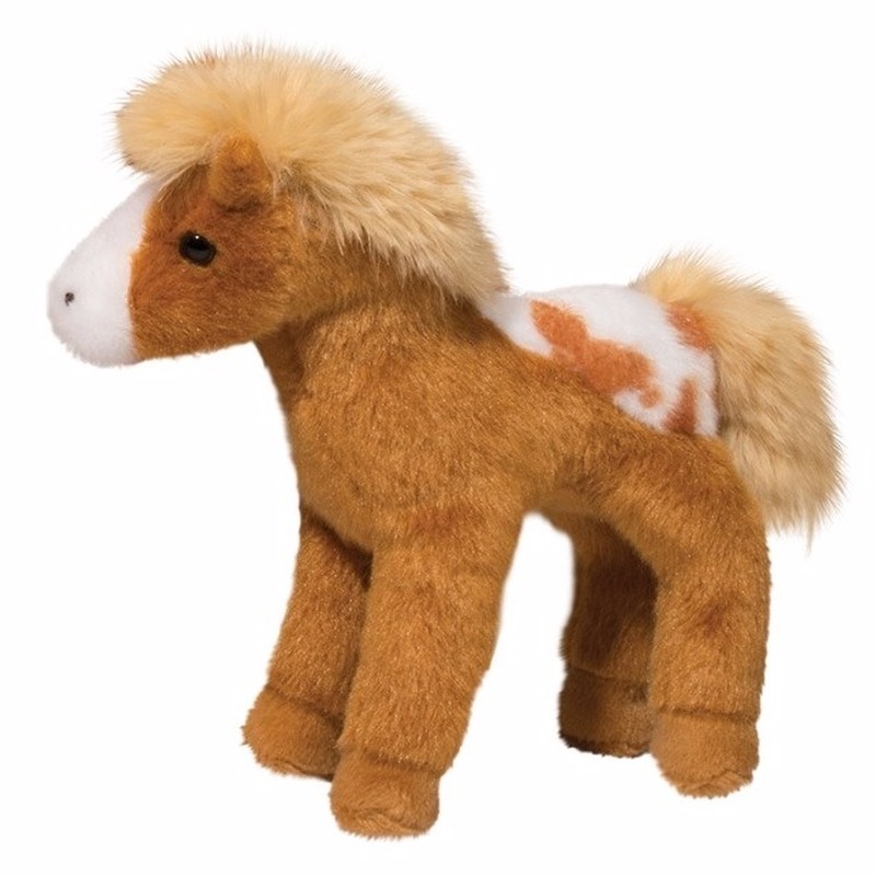 Knuffel pony/paard gevlekt lichtbruin 20 cm