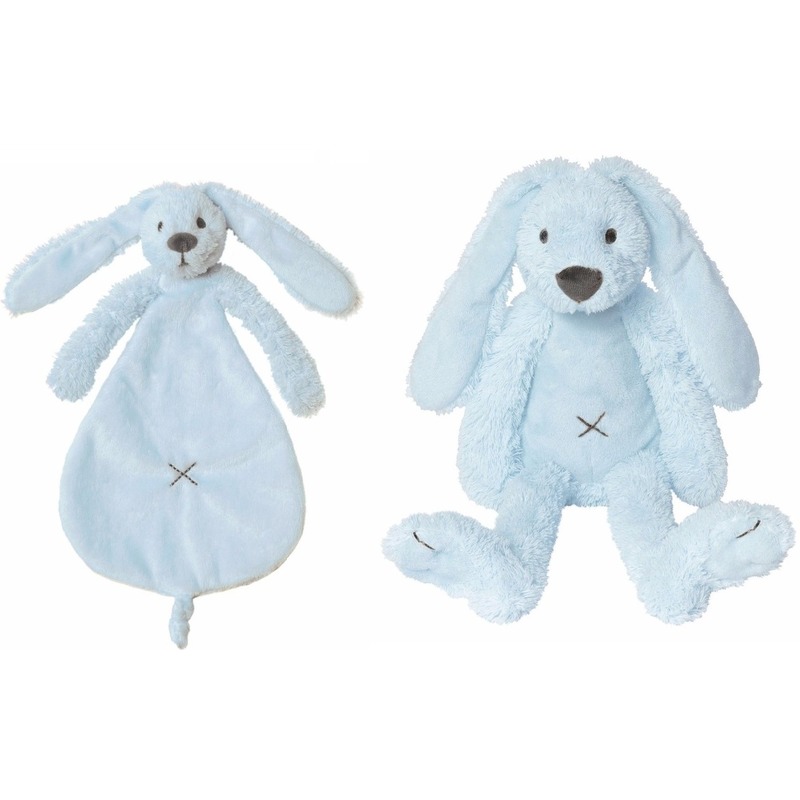 Kraamcadeau Rabbit Ritchie licht blauw Happy Horse knuffeldoekje en knuffel konijntje