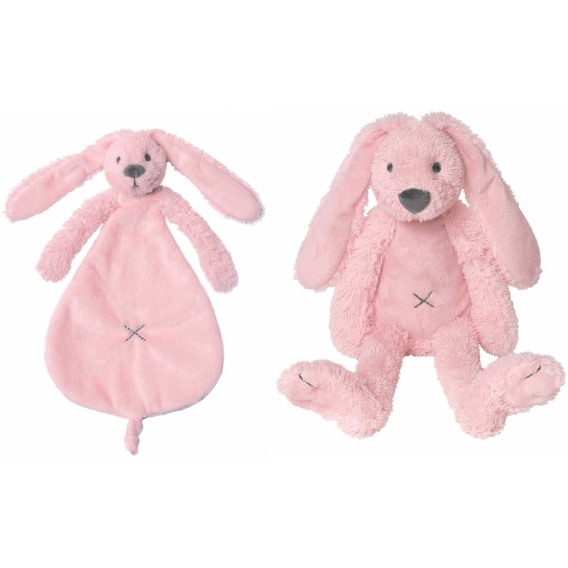 Kraamcadeau Rabbit Ritchie roze Happy Horse knuffeldoekje en knuffel konijntje