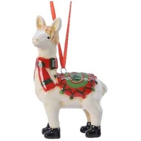 Afbeelding Lama/alpaca kerstornamenten kersthangers 9 cm door Animals Giftshop