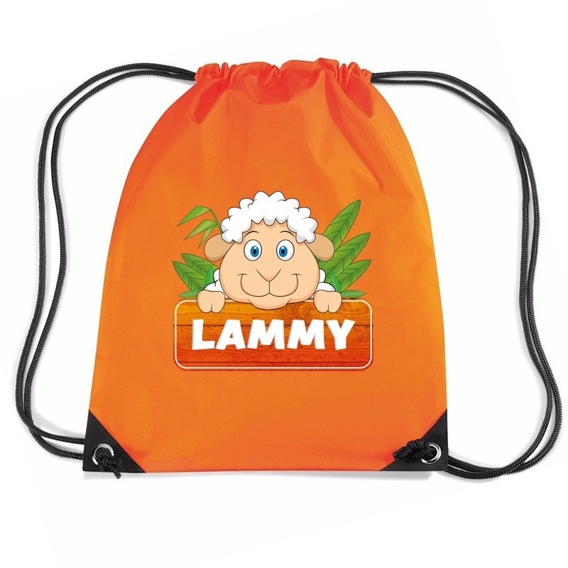 Lammy het schaapje trekkoord rugzak-gymtas oranje voor kinderen