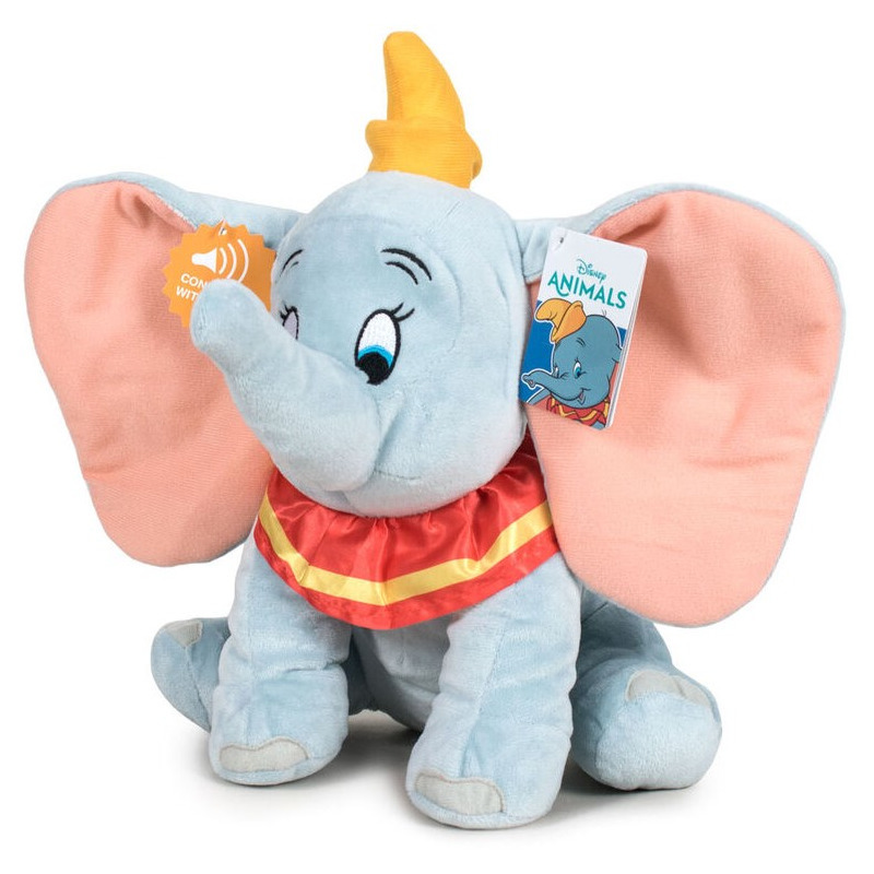Lichtblauwe pluche Disney Dumbo/Dombo olifant knuffel met geluid 30 cm knuffeldieren
