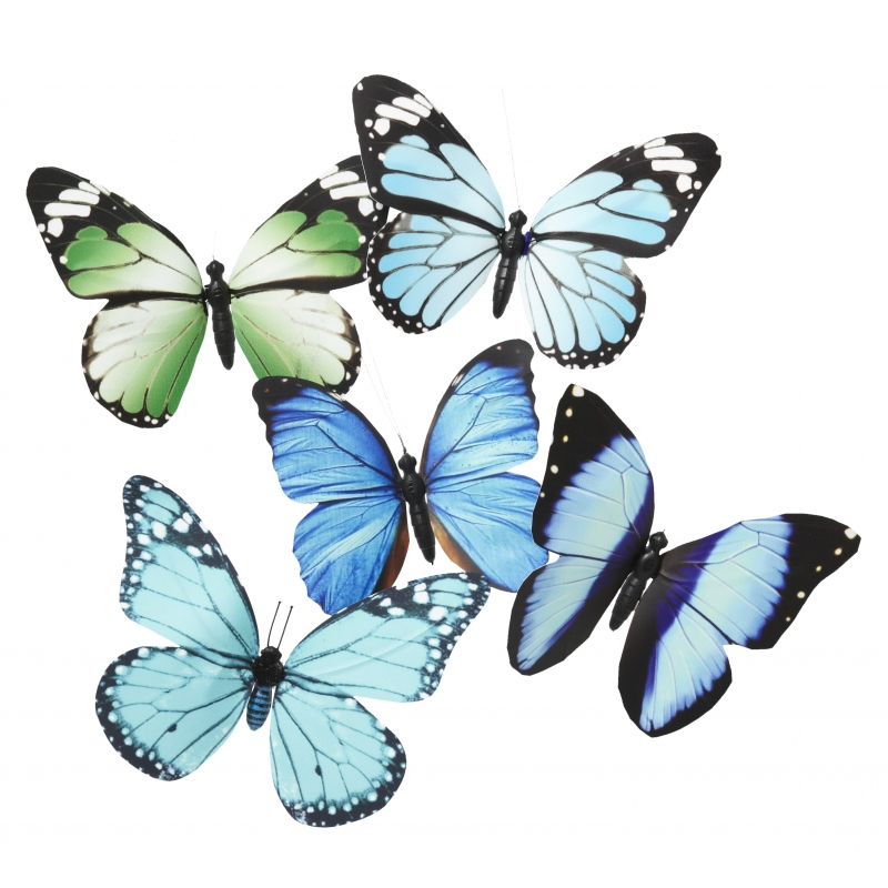 Magneet vlinder blauw/groen 13.5 cm