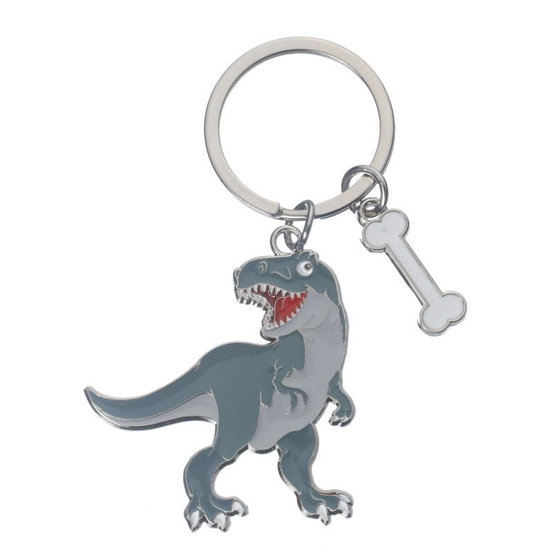 Metalen dinosaurus t-rex sleutelhanger 5 cm