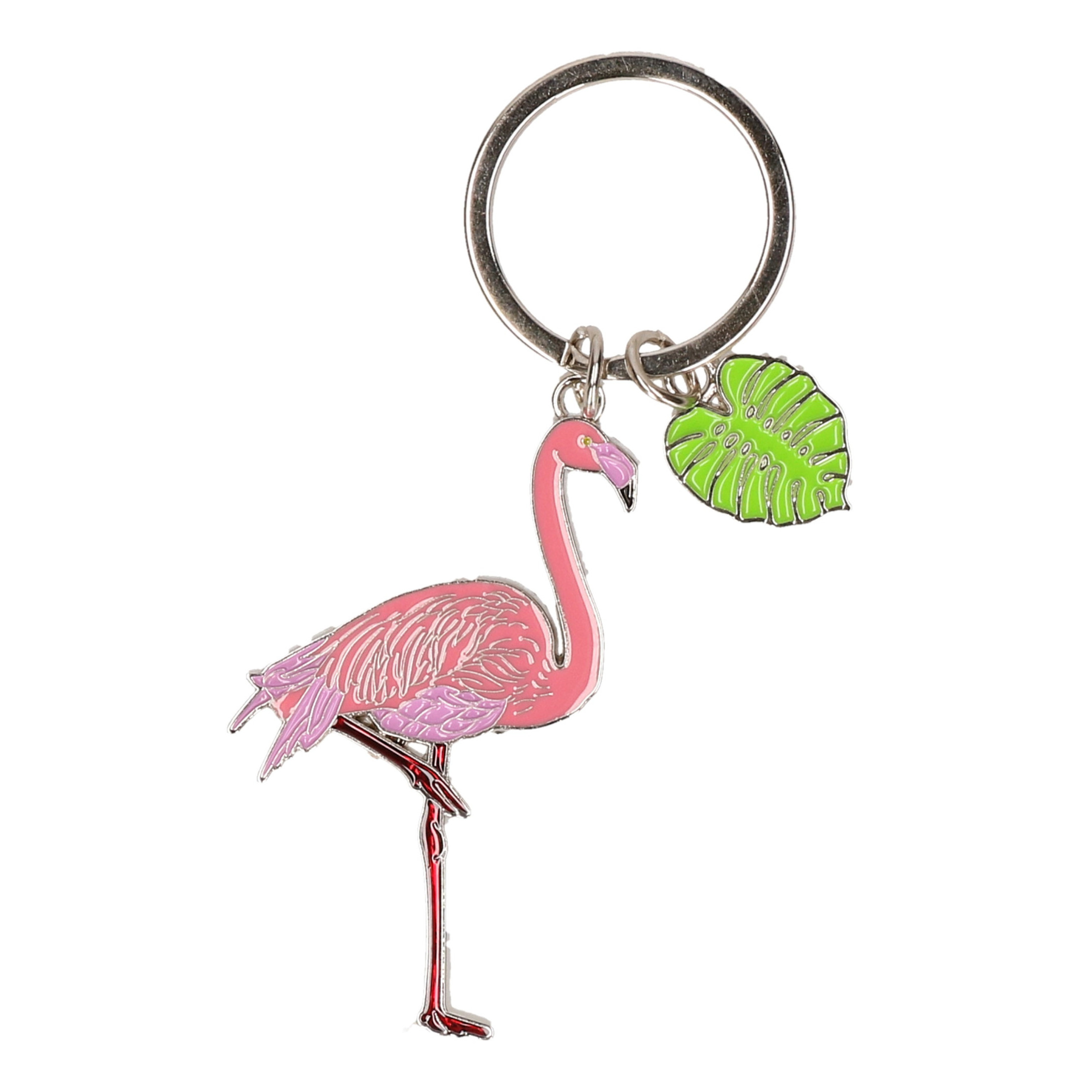 Metalen sleutelhanger flamingo 5 cm