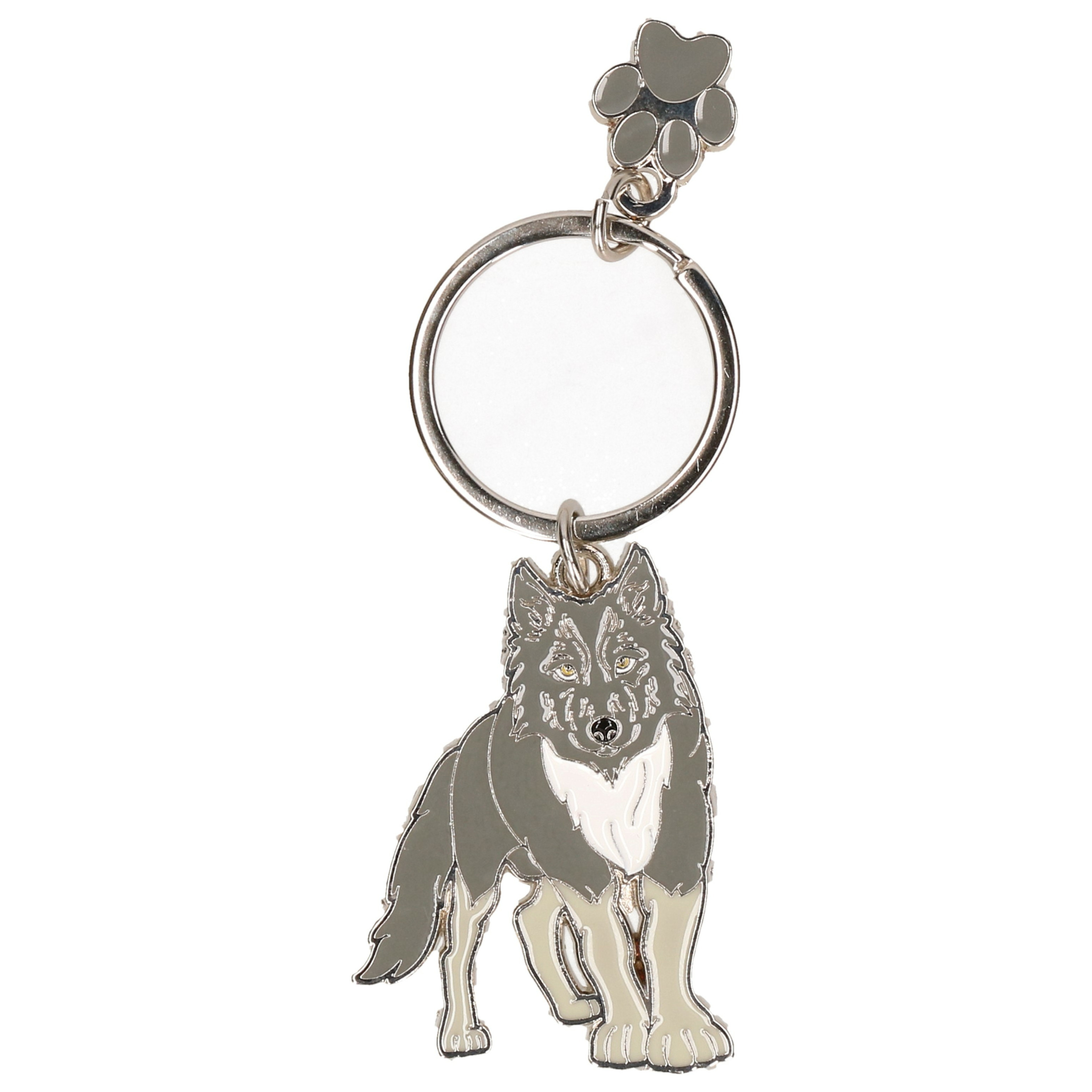 Afbeelding Metalen sleutelhanger wolf 5 cm door Animals Giftshop