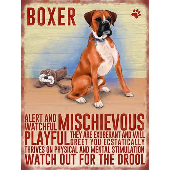 Afbeelding Metalen wand bord Boxer door Animals Giftshop