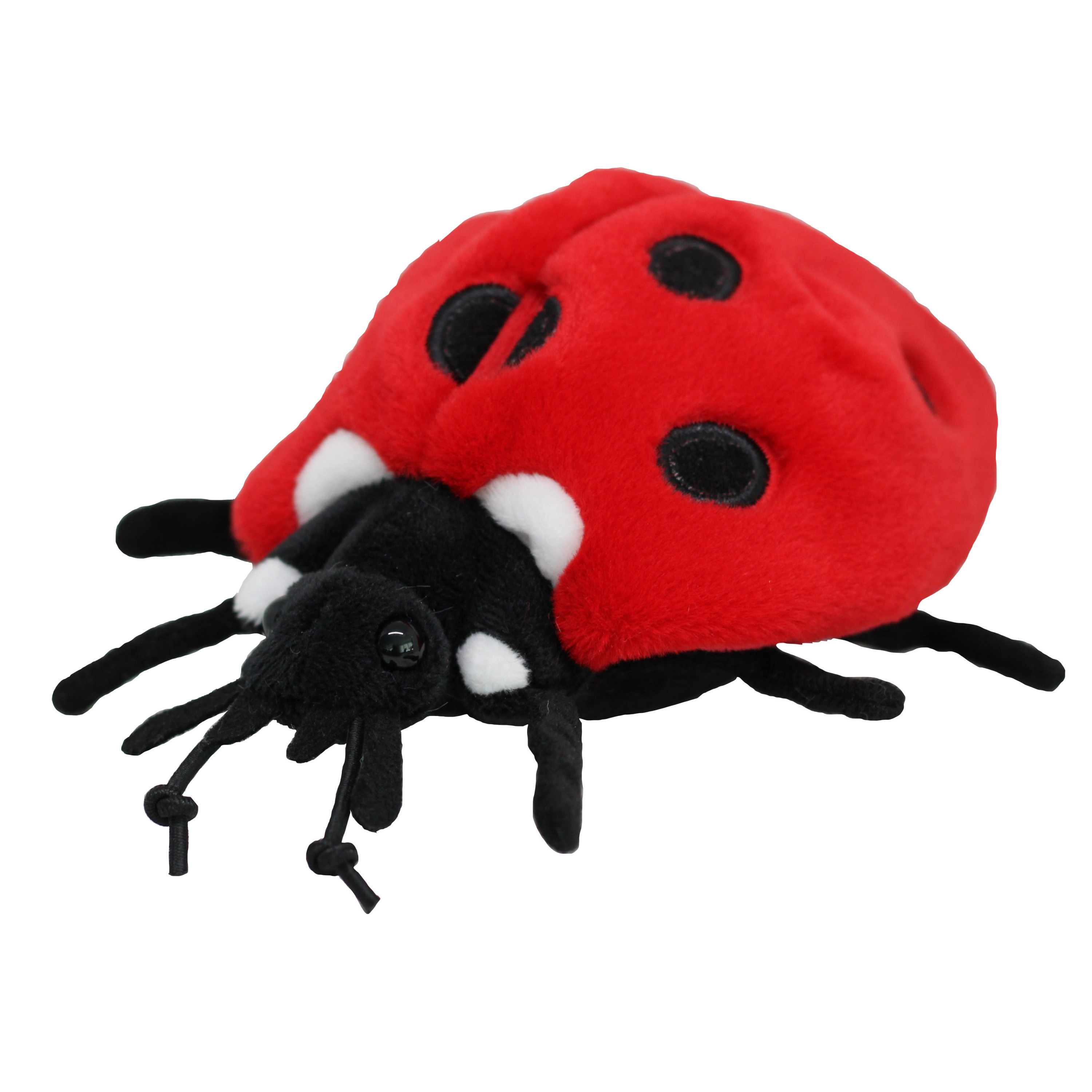 Nature Planet Knuffeldier Lieveheersbeestje - pluche stof - premium knuffels - rood/zwart - 15 cm