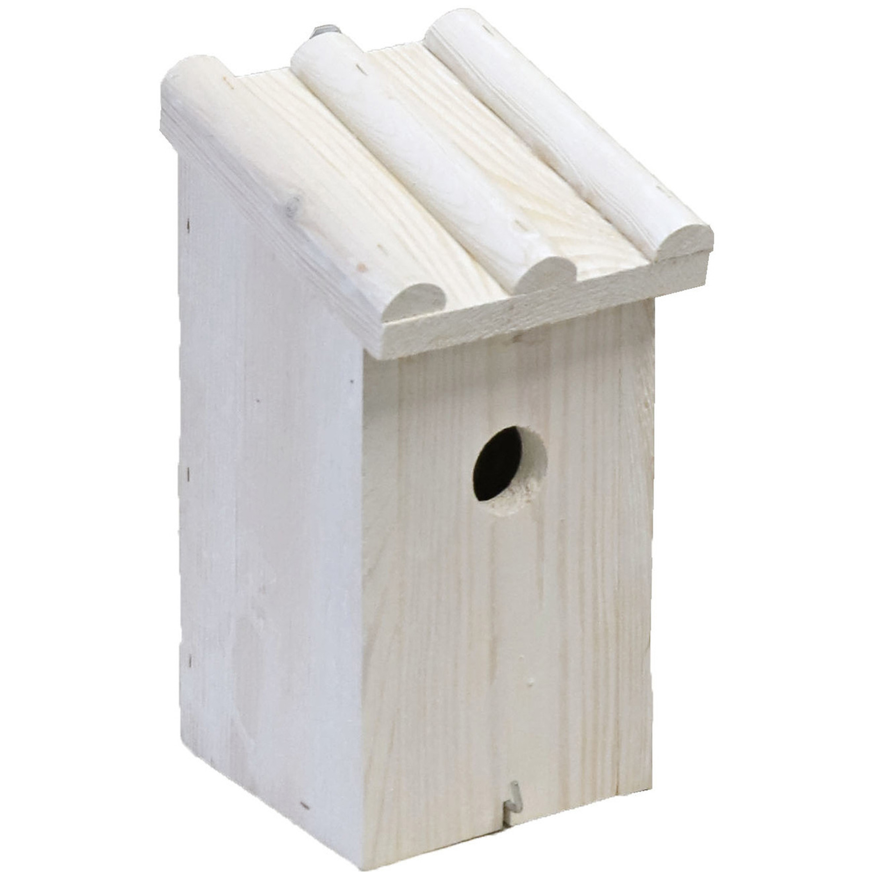 Nestkast-vogelhuisje hout wit ribdak 14 x 16 x 27 cm