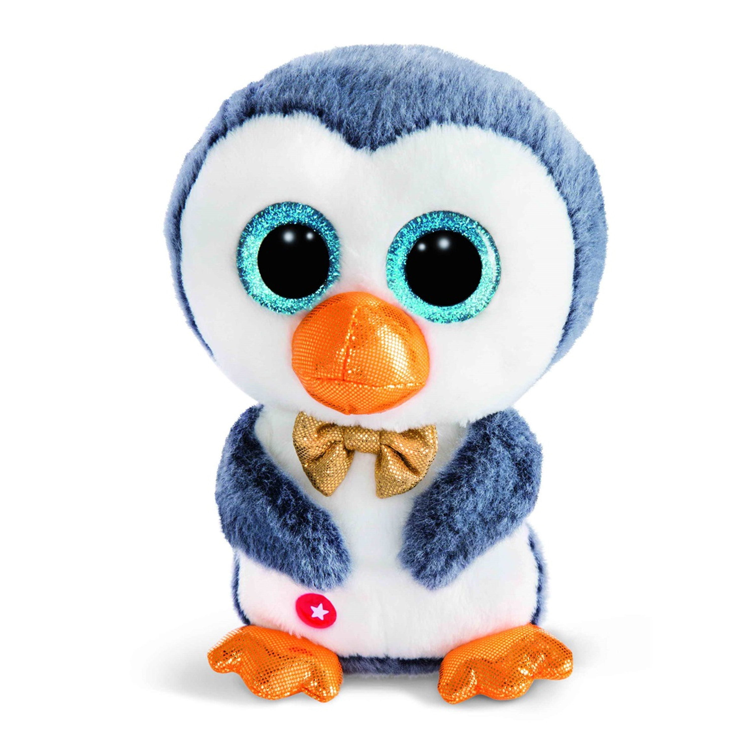 Nici Pinguin Sniffy - pluche knuffel - wit/blauw - 15 cm