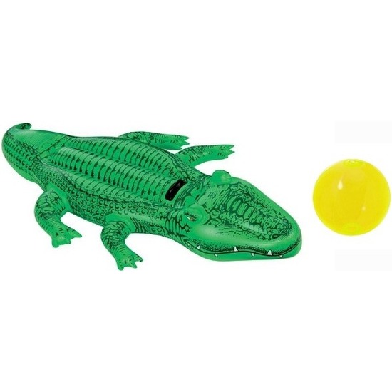 Opblaas krokodil Intex 168 cm groen met gratis gele strandbal