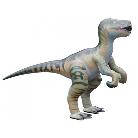 Opblaas Velociraptor dino bruin 130 cm
