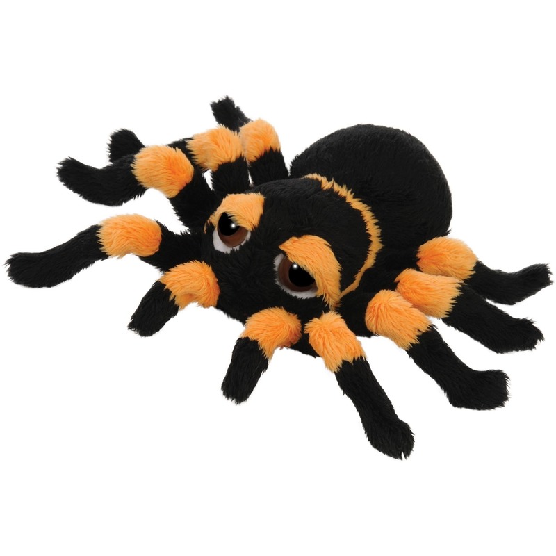 Oranje met zwarte spinnen knuffels 13 cm knuffeldieren