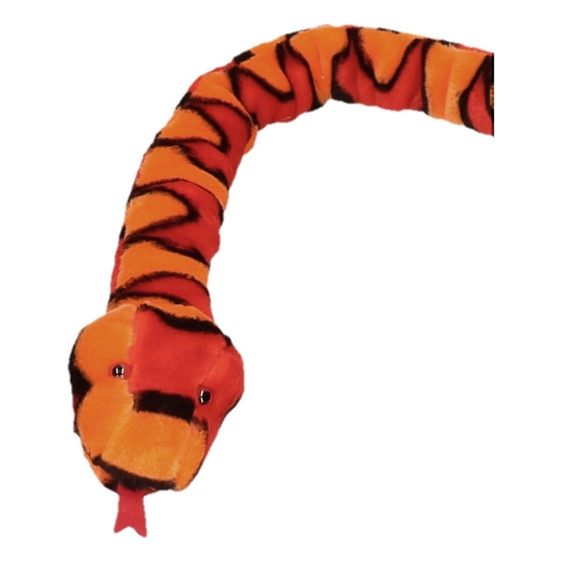 Oranje/rode slangen knuffels 100 cm