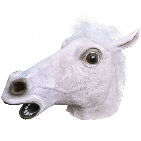 Paarden masker wit van rubber
