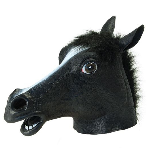 Paarden masker zwart van rubber