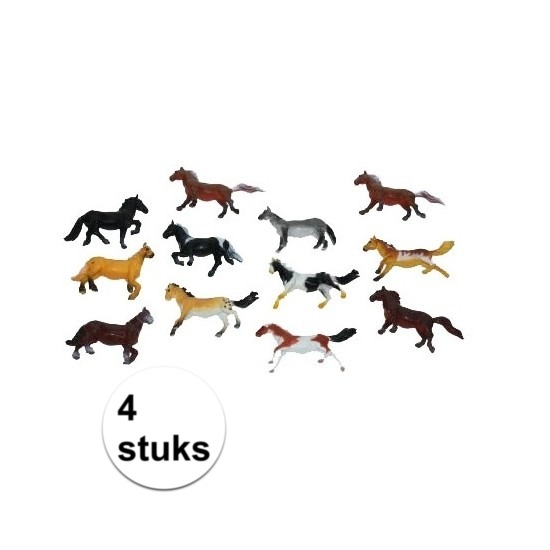 Paardjes set van 4x plastic speelgoed paarden van 6 cm