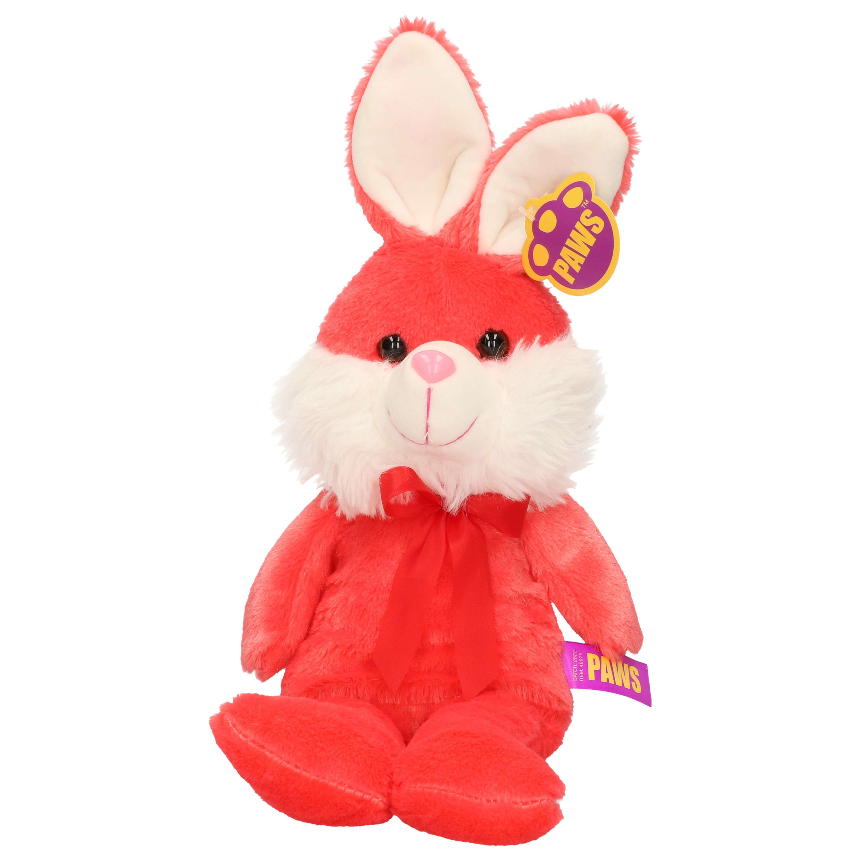 Paashaas/haas/konijn knuffel dier - zachte pluche - rood - cadeau - 32 cm - met strikje