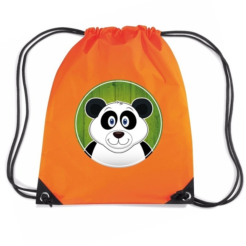 Panda dieren trekkoord rugzak - gymtas oranje voor kinderen