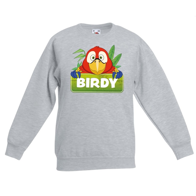 Papegaai dieren sweater grijs voor kinderen