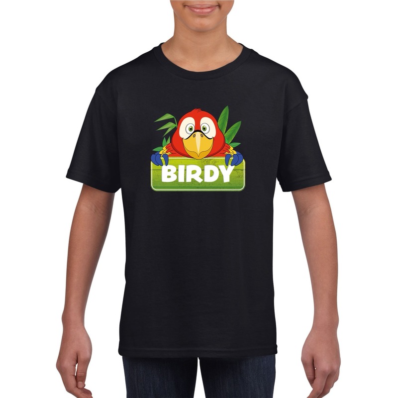 Papegaai dieren t-shirt zwart voor kinderen