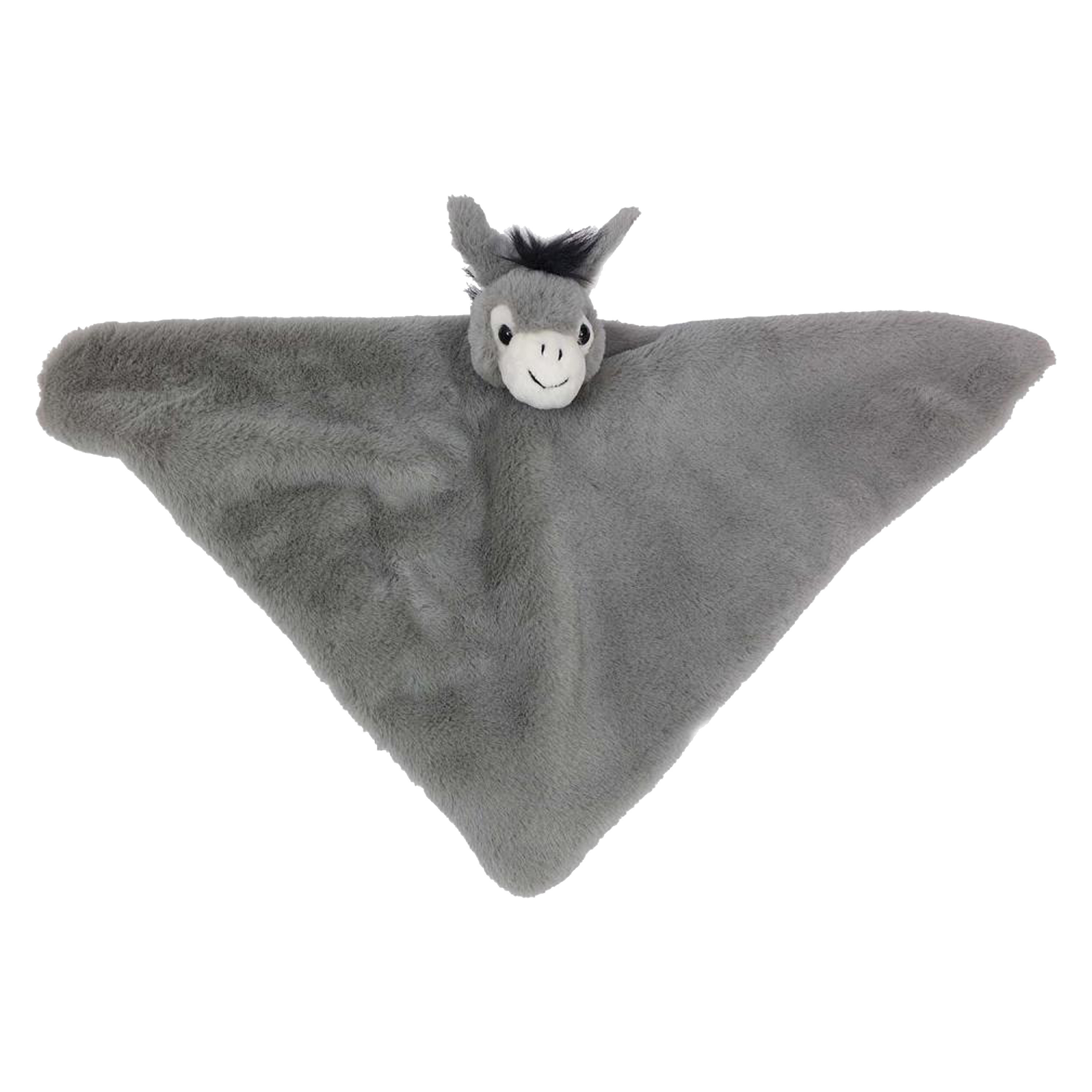 Pia Toys Knuffeldier Ezel zachte pluche stof tuttel-knuffeldoekje grijs 45 cm
