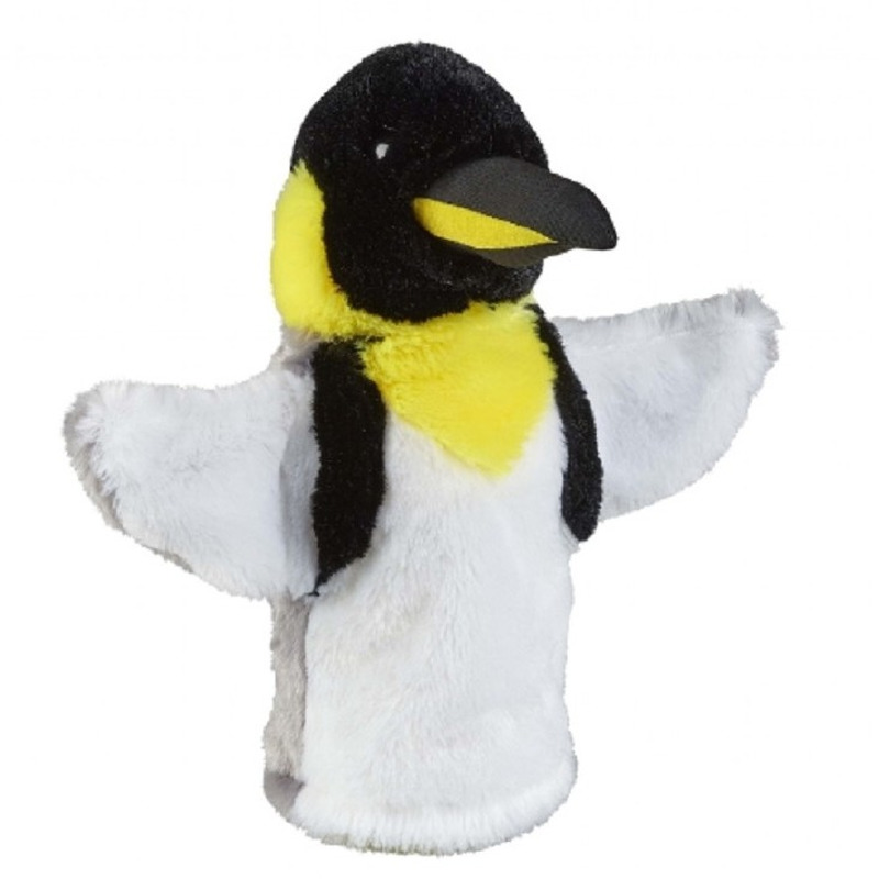 Pinguin handpop gekleurd pluche 26 cm