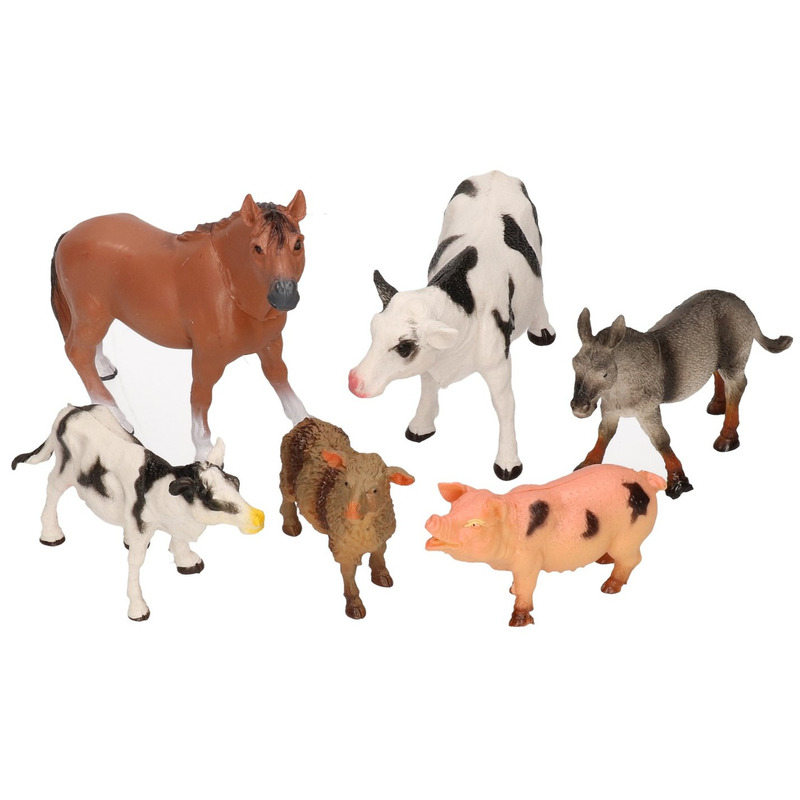 Plastic boerderij dieren 6 stuks speelfiguren