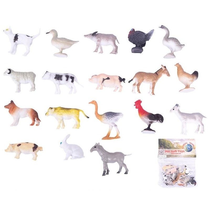 Plastic boerderij diertjes speelfiguren setje van 24 stuks