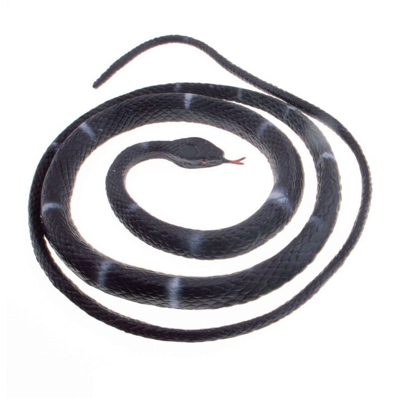 Plastic dieren slang zwart/wit 80 cm
