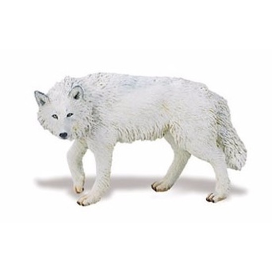 Plastic speelgoed dieren figuur witte wolf 9 cm